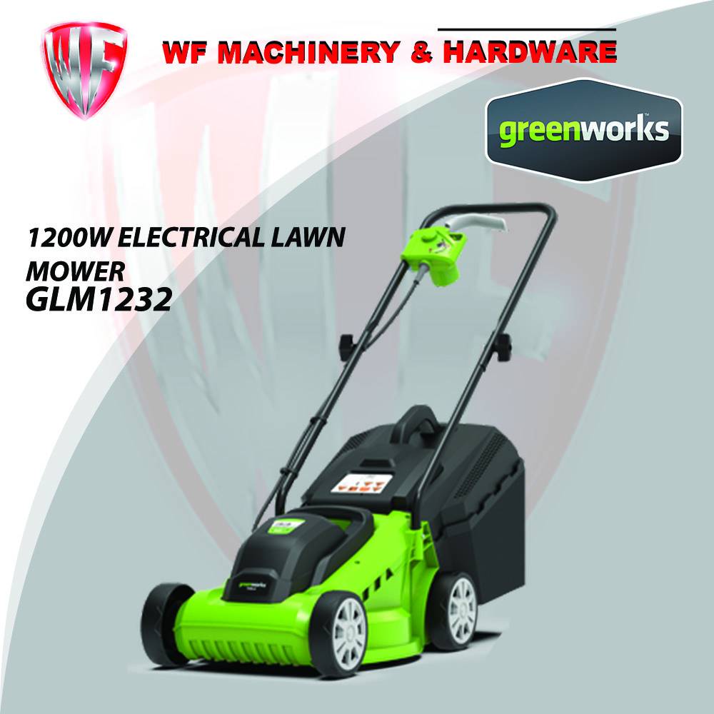 GREENWORKS GLM1232 ELECTRIC LAWN MOWER 1200w Gardening Tools (ONE YEAR